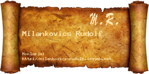 Milankovics Rudolf névjegykártya